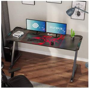 lot 47346 image: EUREKA ERGONOMIC Z60 Gaming Desk 60 inch Computer Desk Z Shaped Large PC Tables with RGB LED Lights Mouse Pad for E-Sport Racing Gamer Pro Home Office