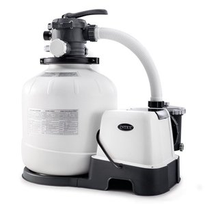 lot 47410 image: Has Been Previously Used Intex 16 Inch 2,150 GPH Krystal Clear Saltwater System & Sand Filter Pump