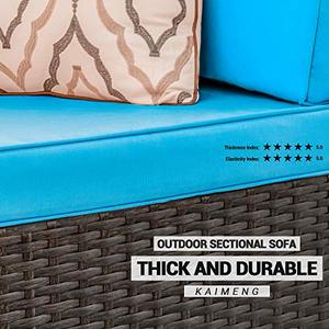 lot 25007 image: One Chair Only KaiMeng Patio Furniture Rattan Chair Indoor-Outdoor Cushioned, Blue
