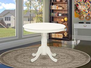 lot 25222 image: East West Furniture ANT-LWH-TP Amazing Dinner Table - Linen White Table Top Surface and Linen White Finish legs Solid Wood Frame Dining Table