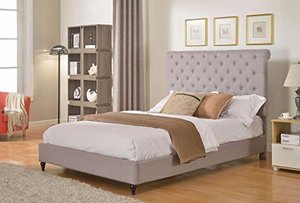 lot 25267 image: No Headboard Home Life Model Grey Cloth Linen Platform Bed