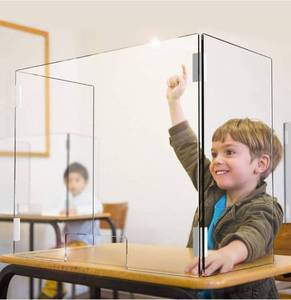 lot 25368 image: HUGAD4U Portable and Clear Protective Desk Sneeze Guard, Clear Acrylic Plexiglass Shield, Single Flip 600 (23.23 W x 19.29 H x 11.42 D)