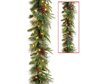 lot 25393 image: 9 Colonial Garland with Battery Operated Dual Color LED Lights