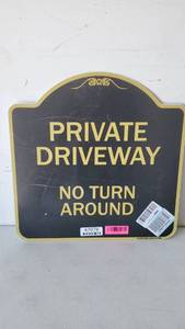 lot 47078 image: Private Driveway No Turn Around Metal Sign 18x18 - Some Scratches on Front