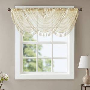 lot 47165 image: Madison Park Iris Diamond Sheer Embroidered Waterfall Rod Pocket Valance