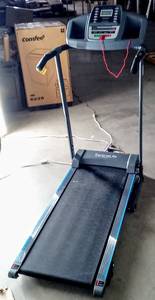lot 25053 image: SereneLife Smart Electric Folding Treadmill - Assembled - with 3 Manual Incline Adjustment &amp 12 Preset Programs - Model SLFTRD20