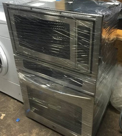 lot 8001 image: Kenmore 27 Electric Combination Wall Oven - Stainless Steel