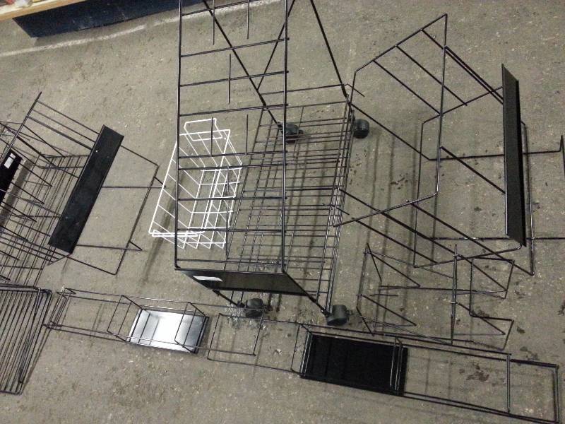 lot 1488 image: 13 individual wire display literature small racks designed for the Slat Wall or Peg Board