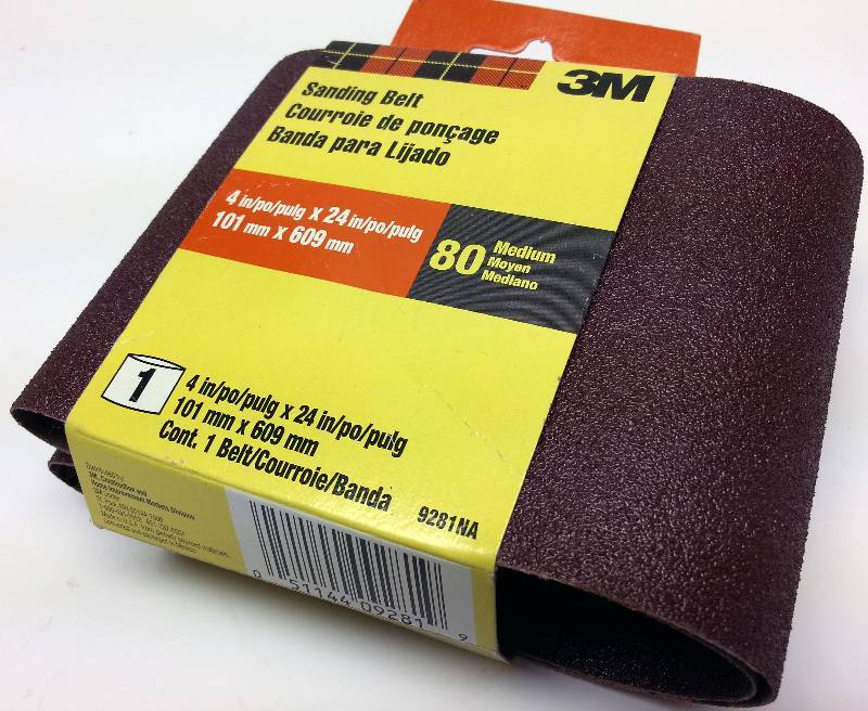lot 1506 image: New roll of 3M 4x24 In. Sanding Belt Medium 80 grit for use on wood, metal & plastic.  Made in the USA