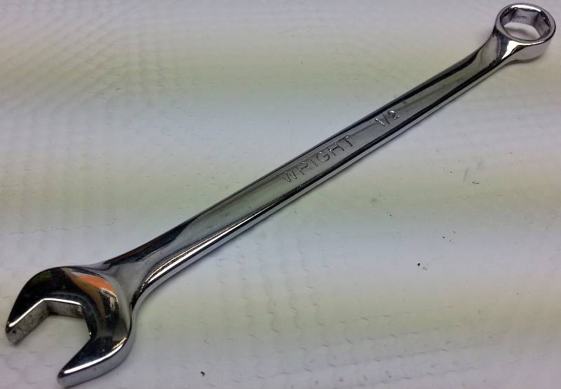 lot 9038 image: New 7 chrome quality made in the USA Wright tools � open and 6 point box end wrench