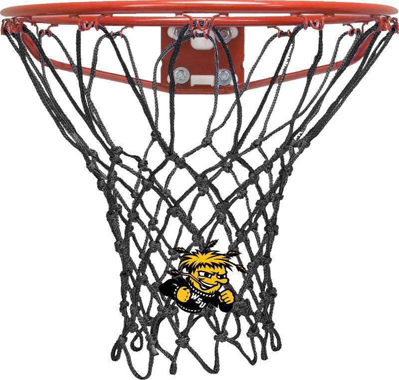 lot 1521 image: Wichita State University (WSU) Black real basketball net with team logo patch.  This is the real thing.