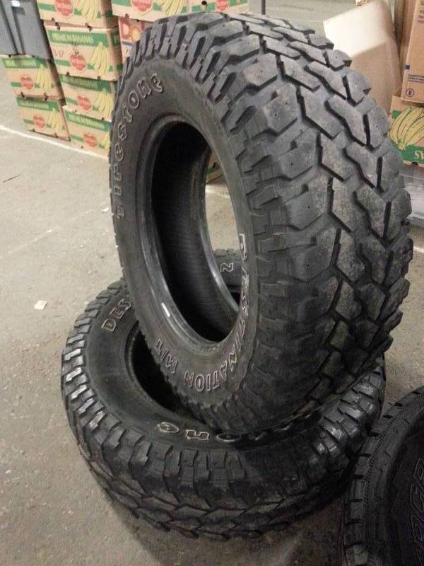 lot 1536 image: 10,000 miles left is this pair of LT 27570R-18 truck all terrain Firestone Destination truck tires