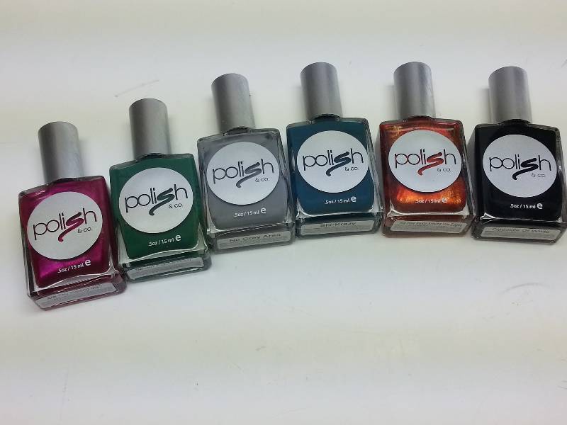 lot 9055 image: A cool 6 pack of The Polish and Companys Unique nail polish wild and exotic colors