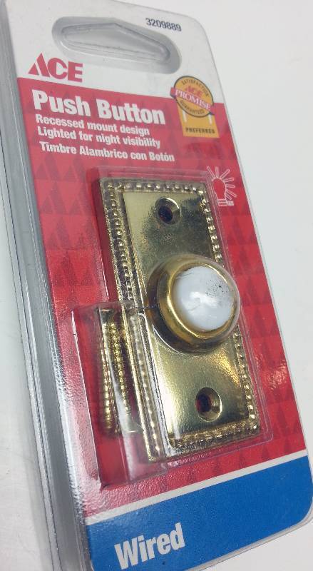 lot 9066 image: New in the package ACE Hardware 3209889 replacement lighted doorbell button and brass plate kit