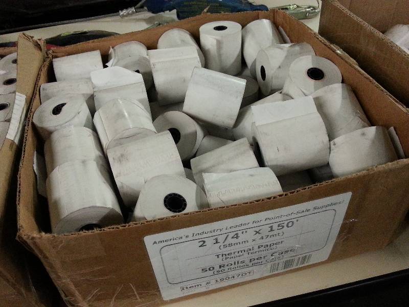 lot 1548 image: Box of 2-14 wide adding machine calculator receipt thermal paper