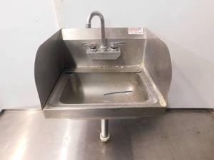 lot 4787 image: Wall Mount Stainless Hand Sink wSplash Guards