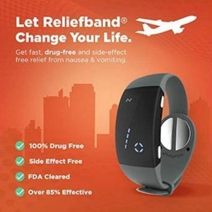 lot 23632 image: Reliefband Premier Anti-Nausea Wristband  FDA Cleared Nausea & Vomiting Relief for Anxiety, Migraine, Motion Sickness (Car, Air, Train, Sea), Hangover & Morning Sickness  Drug Free (Charcoal)