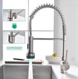 lot 23643 image: Modern Kitchen Faucet Pull Down Sprayer,Stainless Steel Single Handle Kitchen Sink Faucet with LED Light,Brushed Nickel