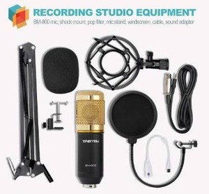 lot 23644 image: Red ZINGYOU Condenser Microphone Bundle, BM-800 Mic Kit with Adjustable Mic Suspension Scissor Arm, Metal Shock Mount and Double-Layer Pop Filter for Studio Recording & Broadcasting (RED)