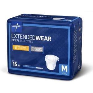 lot 23646 image: Medline Adult Medium Disposable Briefs with Tabs, Diapers for Extended Wear Overnight Maximum Capacity High Absorbency, Fits waists 27 to 43 inches, 60 Count