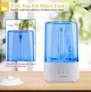 lot 23661 image: LoiStu Cool Mist Humidifier, Top Filling 3.5L Timer Humidifier, Essential Oil Diffuser with 7-Color Night Light, for Home, Bedroom, Office, Works Up to 30 Hours, Auto Shut-Off (Black)