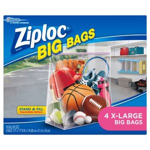 lot 23669 image: Ziploc Big Bags with Double Zipper - 4 Count (XL)