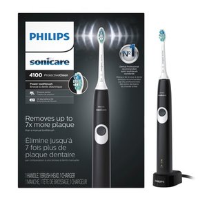 lot 23675 image: Philips Sonicare Protective Clean 4100 Plaque Control Black Rechargeable Electric Toothbrush