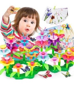 lot 23676 image: Joyjoz Flower Garden Building Toys, Educational Toys for 3 4 5 6 Year Old Girls Gifts, Pretend Gardening Toys, Build a Bouquet Set for Toddler Kids, with Butterflies, Flash Cards, Storage Bag(123Pcs)