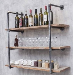 lot 23689 image: BIXIRAO 4-Tier Wall Mounted Iron Floating Pipe ShelvesRacksStorageBookcasesBrackets, DIY Open BookshelvesShelving for KitchenOffice, Retro Black 4-Tier Shelf Brackets Without Planks