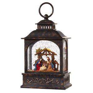 lot 23729 image: RAZ Imports 08638 - 8 Battery Operated Nativity WaterGlitter Filled Lantern with Timer (Batteries not Included) (8 NATIVITY LIGHTED WATER LANTERN (3940511))