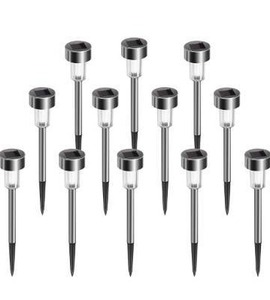 lot 23730 image: Solar Lights Outdoor, Stainless Steel Waterproof Outdoor Lights - 12Pack, LED Landscape Lighting Outdoor Solar Lights Solar Powered Lights Solar Garden Lights for Pathway Walkway Driveway Yard & Lawn