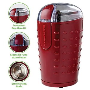lot 23738 image: Ovente CG225M Electric Grinder with Stainless Steel Blades for Coffee Beans, Spices, Nuts, Grains, Maroon