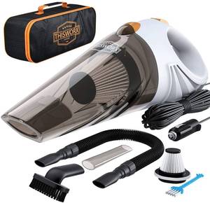 lot 23655 image: Portable Car Vacuum Cleaner High Power Corded Handheld Vacuum w 16 foot cable - 12V - Best Car & Auto Accessories Kit for Detailing and Cleaning Car Interior