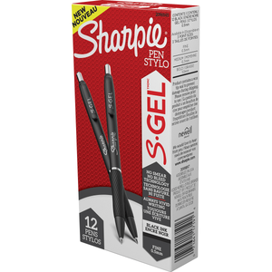 lot 23780 image: Sharpie S-Gel, Gel Pens, Fine Point (0.5mm), Black Ink Gel Pen, 12 Count