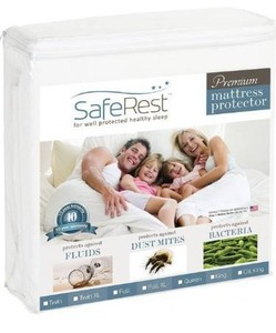 lot 23792 image: SafeRest King Size Premium Hypoallergenic Waterproof Mattress Protector - Vinyl Free