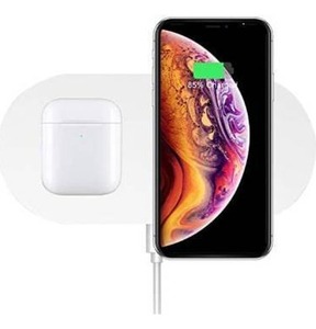 lot 23793 image: Dual Wireless Charger, COSOOS Double Fast Charging Pad 20W Max Compatible with iPhone 1212 Pro12 Pro Max12 Mini1111 Pro MaxXS, Galaxy S20Note 10, AirPods Pro, Galaxy Buds(No AC Adapter)