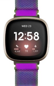 lot 23795 image: KOREDA Compatible with Fitbit Versa 3Fitbit Sense Bands for Women Men, Stainless Steel Mesh Loop Replacement Bracelet Magnet Wristband Strap for Fitbit Versa 3Sense Smartwatch (Colorful)