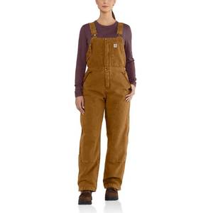 lot 23869 image: Womens Small Cotton Brown Wildwood Quilt Bib Overalls, Carhartt Brown