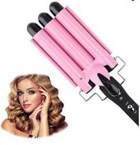 lot 23898 image: 3 Barrel Curling Iron Hair Wand Temperature Adjustable 1 Inch Ceramic Tourmaline Hair Cr-imper Portable Hair Waver