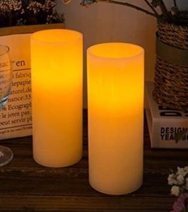lot 23913 image: Homemory 9 Flameless Candles Battery Operated, Flickering Amber Yellow Light LED Pillar Candles