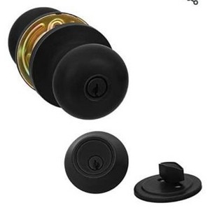 lot 23917 image: Amazon Basics Exterior Door Knob With Lock and Deadbolt, Round