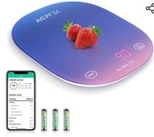 lot 23954 image: Smart Food Scale with Smartphone App, AGPTEK Digital Kitchen Scale Measures in Grams, Ounces and Pounds