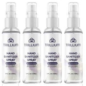 lot 23958 image: Trillium USA Made Liquid Hand Sanitizer Spray with 80% Alcohol, 4 Fl Oz (Pack of 4)
