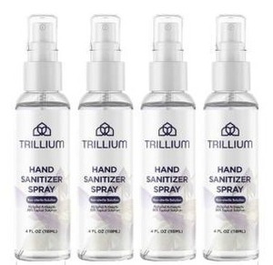 lot 23961 image: Trillium USA Made Liquid Hand Sanitizer Spray with 80% Alcohol, 4 Fl Oz (Pack of 4)