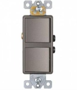 lot 23962 image: Lot of 10 Elite Series - Nickel 15Amp Decorator Dual Rocker Switch - 62834-NK