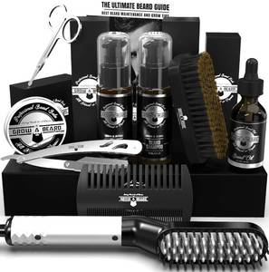 lot 23808 image: Beard Straightener Grooming Kit for Men, Beard Brush, Double Side Comb