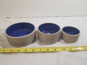 lot 1241 image: Lot of Three Small Stoneware Crock Pet Dishes.