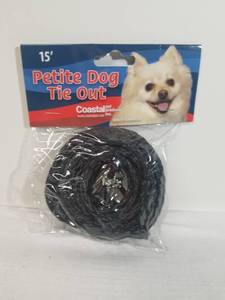 lot 2022 image: Poly Tie-Out 15 ft Long. Black. Small Dogs.