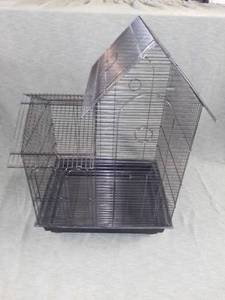 lot 4232 image: Metal Wire black BIRD CAGE With Plastic Base - Removable Tray For Easy Cleaning - 3 Doors