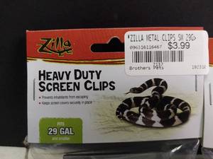 lot 5097 image: Two Pair Zilla Heavy Duty Screen Clips. 29 Gallon and Smaller